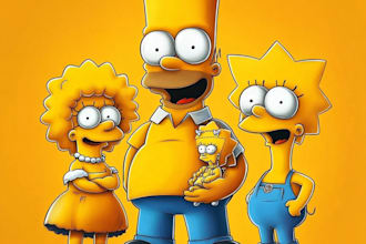 draw couple or family yellow cartoon characters for valentine