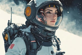 make a sci fi character design and sci fi character art