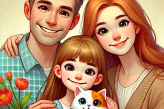 turn your family photo to be a minimalist vector portrait
