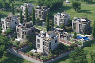 remodel cottage village architect visualization, landscape, facade design growfx