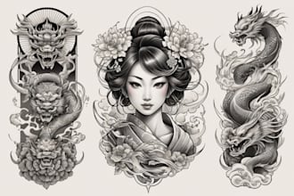 create japanese or oriental tattoo design for you