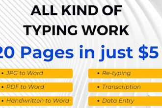 do fast typing job, retype scanned documents, professional typist