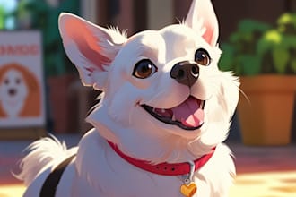 design a custom disney pet portrait illustration