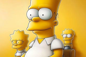 draw couple or family yellow cartoon characters for valentine