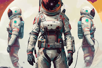 an sci fi character illustration and sci fi art