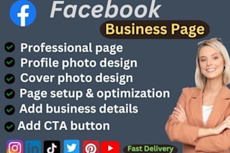 create and setup fb business page, and other social media setup