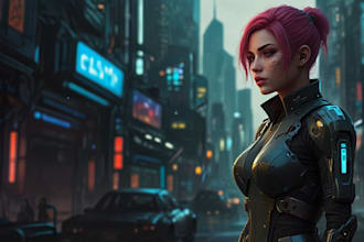 illustrate cyberpunk cyborg art