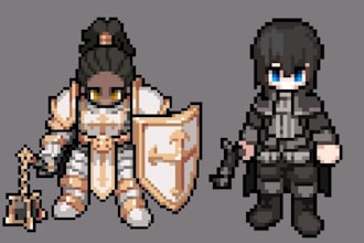 design pixel art character sprite for your game pixel art background