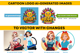 redesign ai generated cartoon logo into vectors