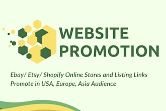 promote website, etsy, ebay, shopify, amazon store on top social media platforms