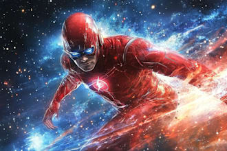 draw a professional superhero cartoon character