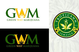 do custom minimalist cannabis or weed logo design
