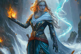 do a dnd and fantasy,splash art or game character design