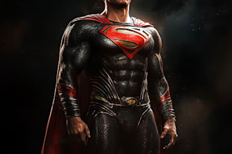 draw marvel style cartoon, superhero realistic character