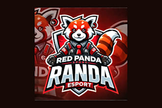 design creative red panda mascot logo with express delivery