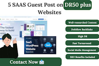 5 saas guest post on DR 50 plus websites