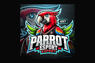 design creative parrot mascot logo with express delivery