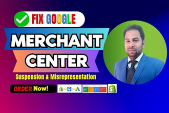 fix shopify google merchant center suspension misrepresentation, verify website