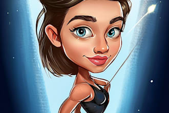 draw funny cartoon character, caricature, logo, portrait