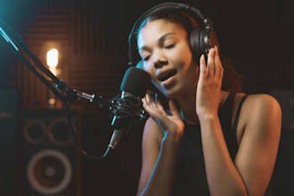 be your female gospel singer,  female vocal,  jingle podcast, music production