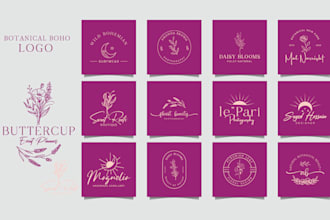 design unique feminine botanical hand drawn logo