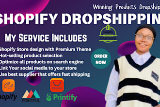 build shopify store, create shopify dropshipping store, shopify website design