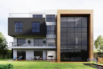 edgy warehouse design,cgi interior,exterior villa,living room,layout rendering