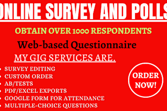 fill online survey forms, polls and questionnaire for over 500 respondents