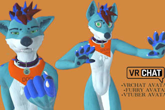 do custom 3d vrchat avatar furry vrc avatar vtuber model nsfw fursona character