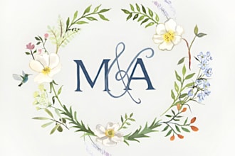 design anniversary, wedding and monogram logo with creative thinking