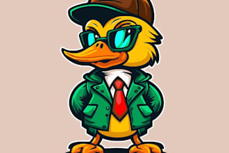 design catchy animal cartoon, logo, mascot character