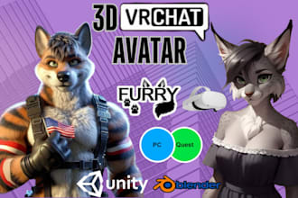 model 3d character model, vtuber avatar, vrchat anime model, furry vrc avatar