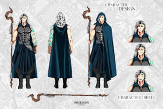 draw character design reference sheet anime style dnd style and vtuber