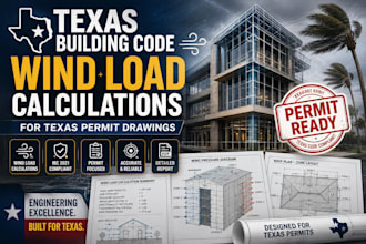 perform texas building code wind load calculations for texas permits drawing