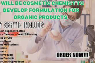 be cosmetic chemist to develop formulation for organic products