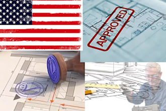 architectural stamp, california stamp, pe stamp, and review, permit drawings