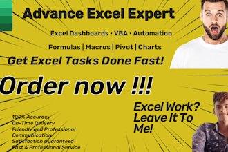 build excel automation, dashboards, formulas and complete data cleanup