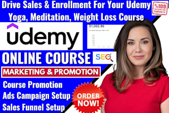 promote yoga, meditation, weight loss udemy course marketing to boost enrollment