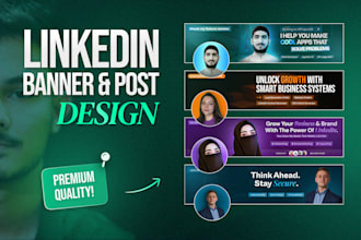 design premium linkedin banner and posts