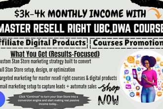 market master resell right digital course promotion affiliate product, dwa, ubc