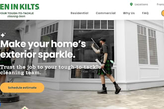 design commercial cleaning website, janitorial, house, office, handyman website