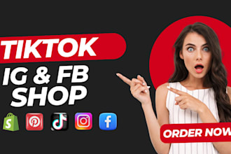 setup tiktok shop, facebook ads, instagram shop, shopify dropshipping marketing