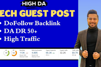 tech guest post, high da guest post with dofollow seo backlinks blogger outreach