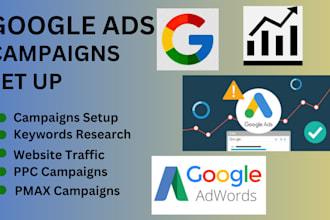 setup and manage google ads adwords ppc campaigns search display and pmax ads