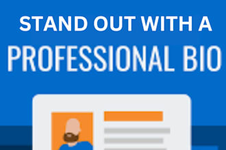 write an about us page, about me, bio or company description