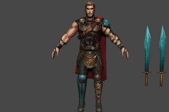 redesign 3d game character model,ue5, 3d texture, uv mapping, full rigging