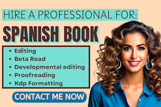 do spanish book editing, beta read developmental proofread, paperback formatting