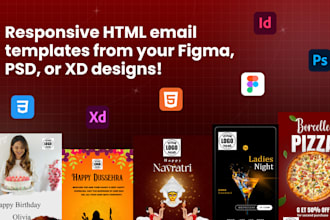 convert PSD xd figma to responsive HTML email templates