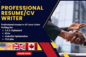 write ats optimized resume, tailored cover letter and linkedin profile