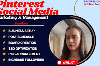create boost or manage pinterest SEO pin board and grow business brand marketing